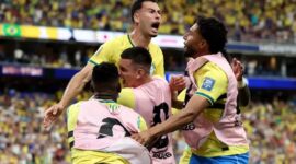 Gabriel Martinelli merayakan golnya di masa injury time yang membawa Brasil menang 2-1 atas Jepang dan lolos ke babak 16 besar Piala Dunia 2026. (Foto: FIFA)