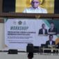 Anggota Komisi VIII DPR R Fraksi Partai Gerindra, F. Alimudin Kolatlena, menyampaikan sambutan melalui zoom metting dalam Workshop Penguatan Green Campus Berbasis Ekoteologi yang diselenggarakan oleh Fakultas Tarbiyah dan Ilmu Keguruan (FTIK) di Gedung Auditorium kampus, Sabtu (22/8/2026). (Foto : Humas UIN Ambon)
