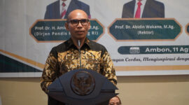 Anggota Komisi VIII DPR RI Fraksi Partai Gerindra, Alimudin Kolatlena, menyampaikan sambutan pada 
Workshop Penyusunan Rencana Pembelajaran Semester (RPS) Berbasis Outcome Based Education (OBE) Terintegrasi Cinta dan STEM, di Hotel Kamari, Ambon, Selasa (11/8/2026). Kegiatan tersebut merupakan kolaborasi UIN Ambon, Komisi VIII DPR RI, dan Kemenag Kanwil Maluku. (Foto : Istimewa)

