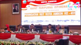Rapat Paripurna Istimewa dalam rangka Peringatan HUT Ke-451 Kota Ambon digelar di Gedung DPRD Kota Ambon pada Jumat (4/9/2026). (Foto: Istimewa)