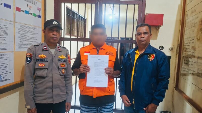 KT alias K, pelaku kekerasan seksual terhadap anak kandung, ditahan di Rutan Polres Seram Bagian Barat (SBB) pada Jumat (18/9/2026).  (Foto : Humas Polres SBB)